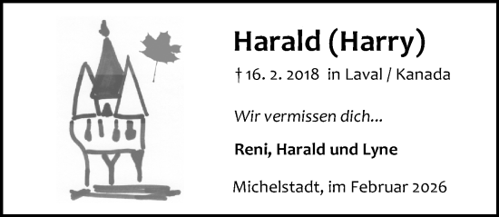 Traueranzeige von Harald  von Odenwälder Echo