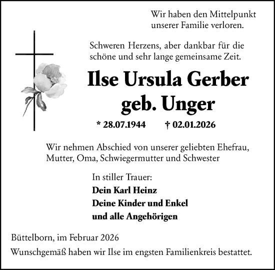Traueranzeige von Ilse Ursula Gerber von Groß-Gerauer Echo