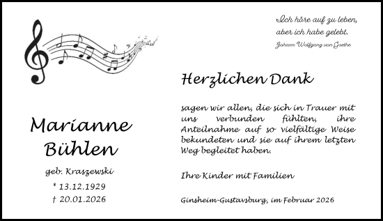 Traueranzeige von Marianne Bühlen von Rüsselsheimer Echo