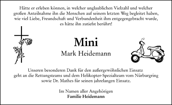 Traueranzeige von Mark Heidemann von Weilburger Tageblatt