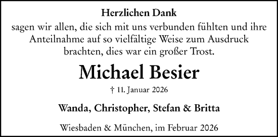 Traueranzeige von Michael Besier von Wiesbadener Kurier