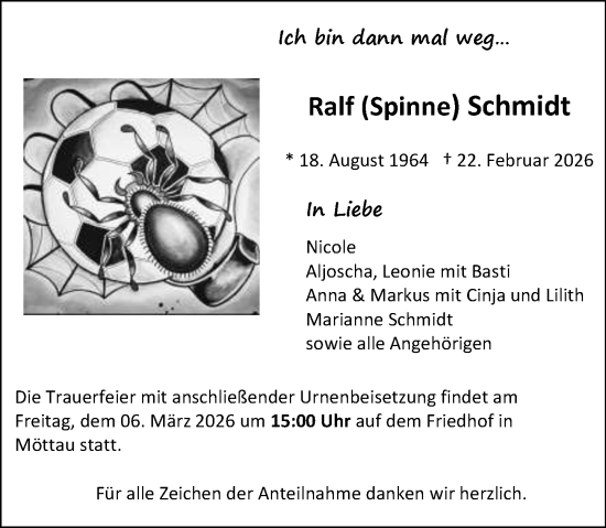 Traueranzeige von Ralf Schmidt von Weilburger Tageblatt