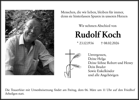 Traueranzeige von Rudolf Koch von Darmstädter Echo