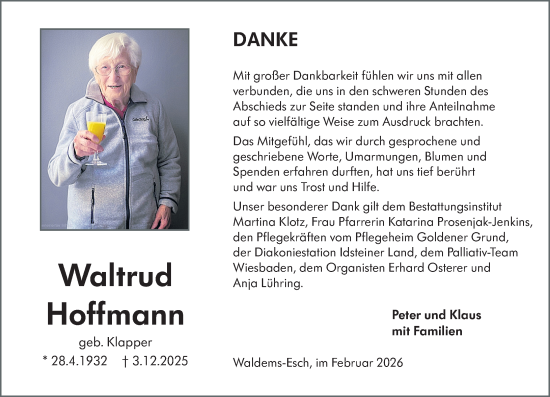 Traueranzeige von Waltrud Hoffmann von Camberger Anzeiger