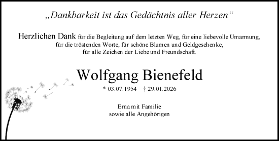 Traueranzeige von Wolfgang Bienefeld von Allgemeine Zeitung Mainz