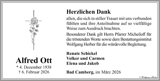 Traueranzeige von Alfred Ott von Camberger Anzeiger