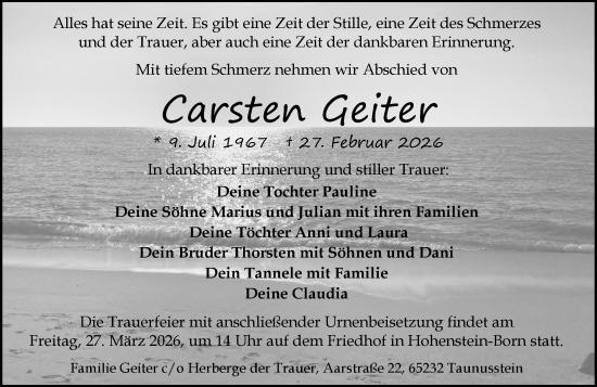 Traueranzeige von Carsten Geiter von Idsteiner Land/Untertaunus
