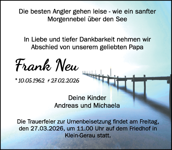 Traueranzeige von Frank Neu von Groß-Gerauer Echo
