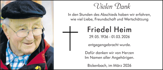 Traueranzeige von Friedel Heim von Darmstädter Echo