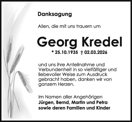 Traueranzeige von Georg Kredel von Odenwälder Echo