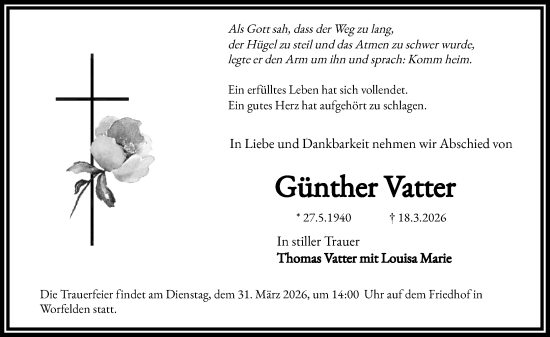 Traueranzeige von Günther Vatter von Groß-Gerauer Echo