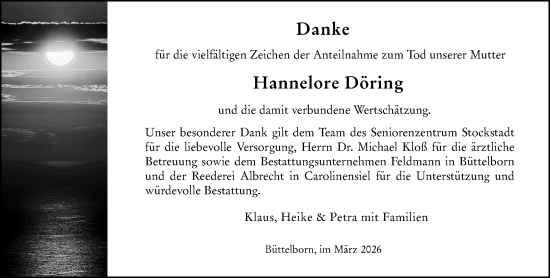 Traueranzeige von Hannelore Döring von Groß-Gerauer Echo