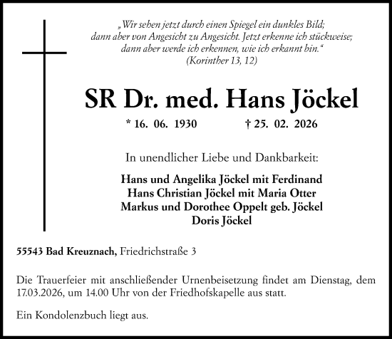Traueranzeige von Hans Jöckel von Allgemeine Zeitung Rheinhessen-Nahe