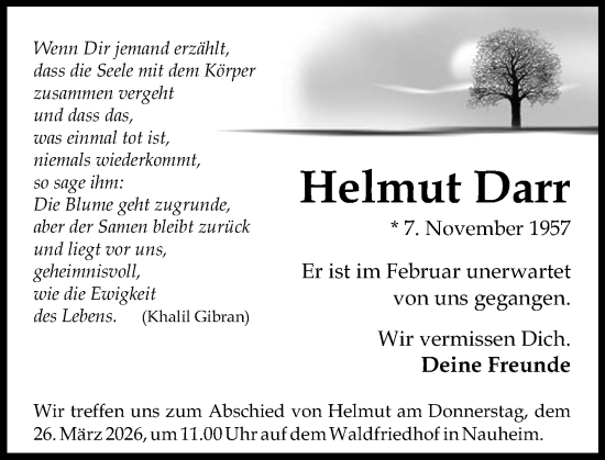 Traueranzeige von Helmut Darr von Groß-Gerauer Echo