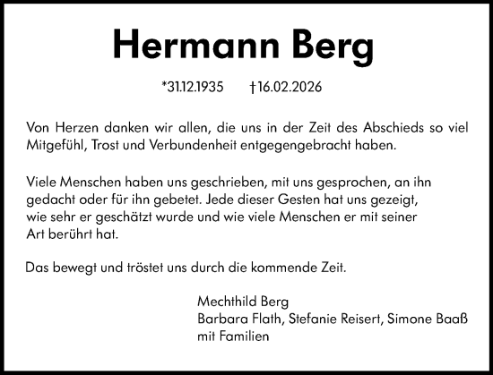 Traueranzeige von Hermann Berg von Starkenburger Echo