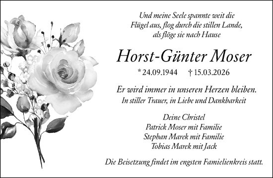 Traueranzeige von Horst-Günter Moser von Dieburger Anzeiger/Groß-Zimmerner Lokal-Anzeiger