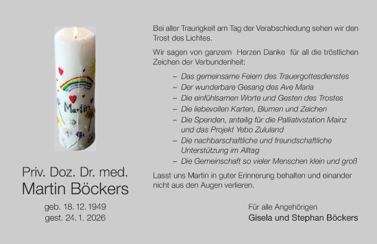 Traueranzeige von Martin Böckers von Allgemeine Zeitung Mainz