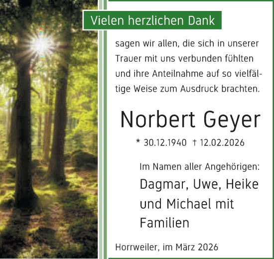 Traueranzeige von Norbert Geyer von Allgemeine Zeitung Rheinhessen-Nahe