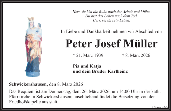 Traueranzeige von Peter Josef Müller von Camberger Anzeiger