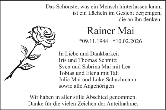 Traueranzeige von Rainer Mai von Starkenburger Echo
