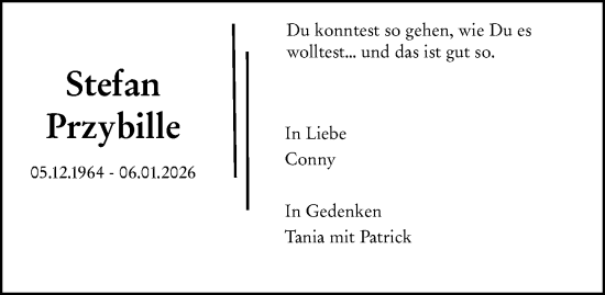 Traueranzeige von Stefan Przybille von Wiesbadener Kurier