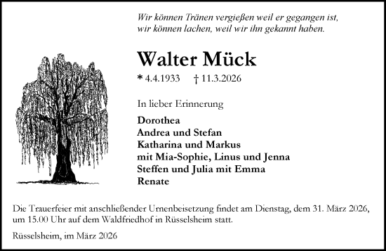 Traueranzeige von Walter Mück von Rüsselsheimer Echo