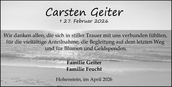 Traueranzeige von Carsten Geiter von Idsteiner Land/Untertaunus