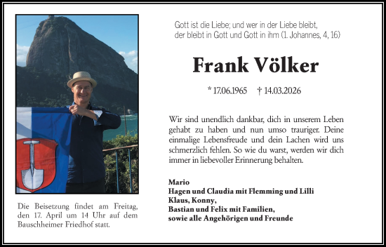 Traueranzeige von Frank Volker von Rüsselsheimer Echo