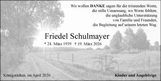 Traueranzeige von Friedel Schulmayer von Rüsselsheimer Echo