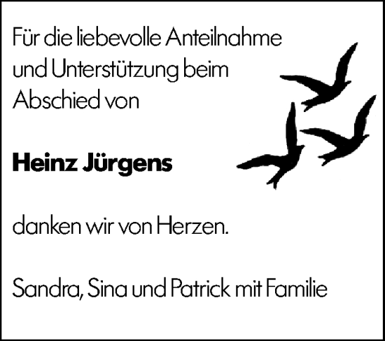 Traueranzeige von Heinz Jürgens von Wiesbadener Kurier