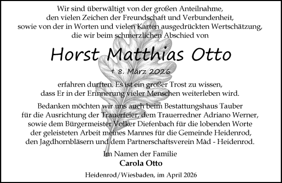 Traueranzeige von Horst Matthias Otto von Wiesbadener Kurier