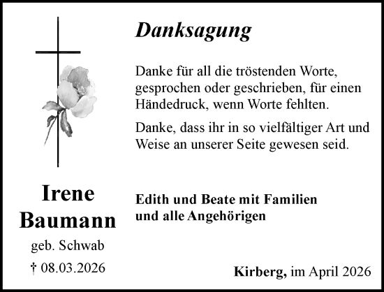 Traueranzeige von Irene Baumann von Camberger Anzeiger