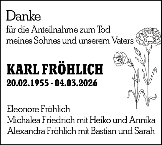 Traueranzeige von Karl Fröhlich von Wormser Zeitung