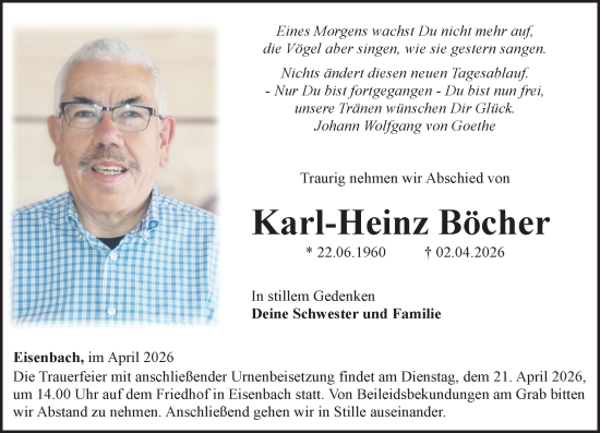 Traueranzeige von Karl-Heinz Böcher von Camberger Anzeiger