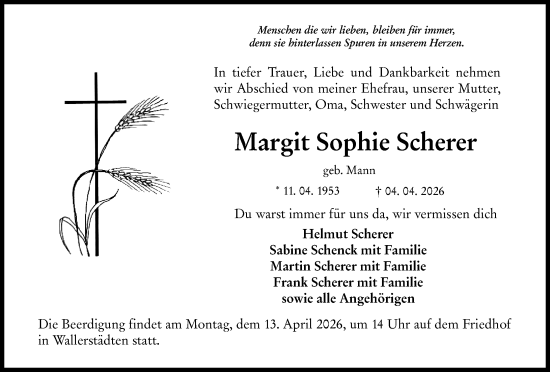 Traueranzeige von Margit Sophie Scherer von Rüsselsheimer Echo
