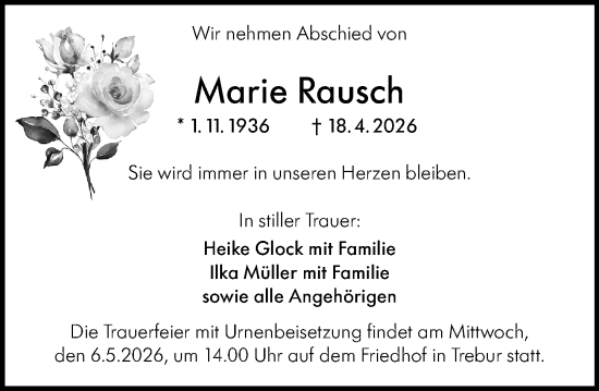 Traueranzeige von Marie Rausch von Groß-Gerauer Echo