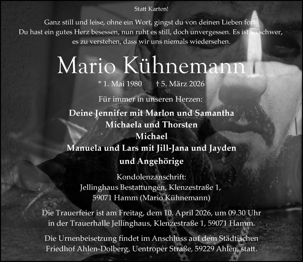  Traueranzeige für Mario Kühnemann vom 04.04.2026 aus Nassauische Neue Presse