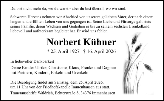 Traueranzeige von Norbert Kühner von Darmstädter Echo
