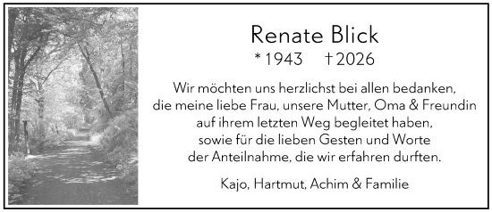 Traueranzeige von Renate Blick von Camberger Anzeiger