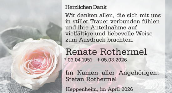 Traueranzeige von Renate Rothermel von Starkenburger Echo