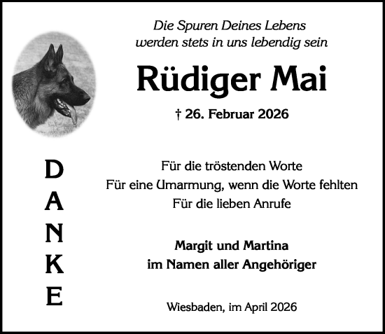 Traueranzeige von Rüdiger Mai von Wiesbadener Kurier