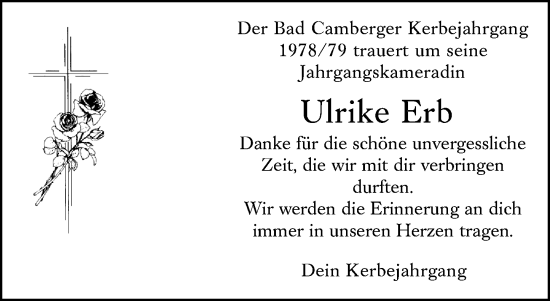Traueranzeige von Ulrike Erb von Camberger Anzeiger