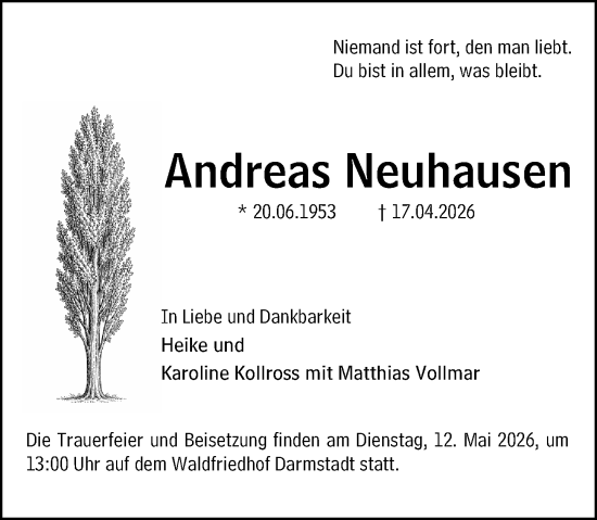 Traueranzeige von Andreas Neuhausen von Darmstädter Echo