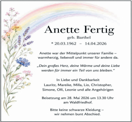 Traueranzeige von Anette Fertig von Darmstädter Echo