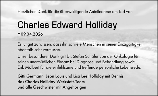 Traueranzeige von Charles Edward Holliday von Darmstädter Echo