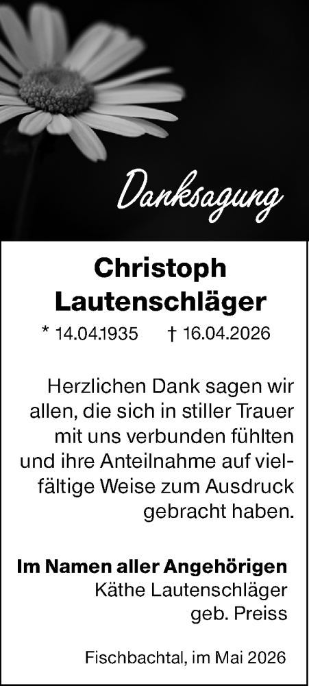 Traueranzeige von Christoph Lautenschläger von Darmstädter Echo