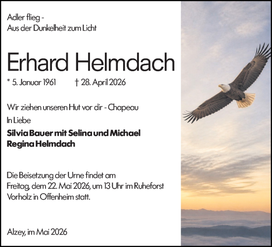 Traueranzeige von Erhard Helmdach von Allgemeine Zeitung Alzey