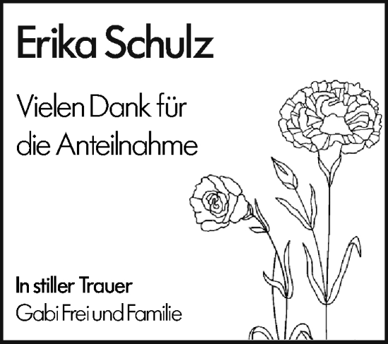 Traueranzeige von Erika Schulz von Darmstädter Echo