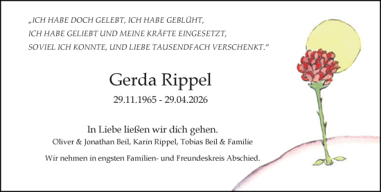 Traueranzeige von Gerda Rippel von Wiesbadener Kurier