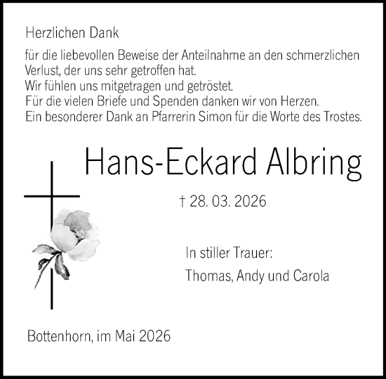 Traueranzeige von Hans-Eckard Albring von Hinterländer Anzeiger